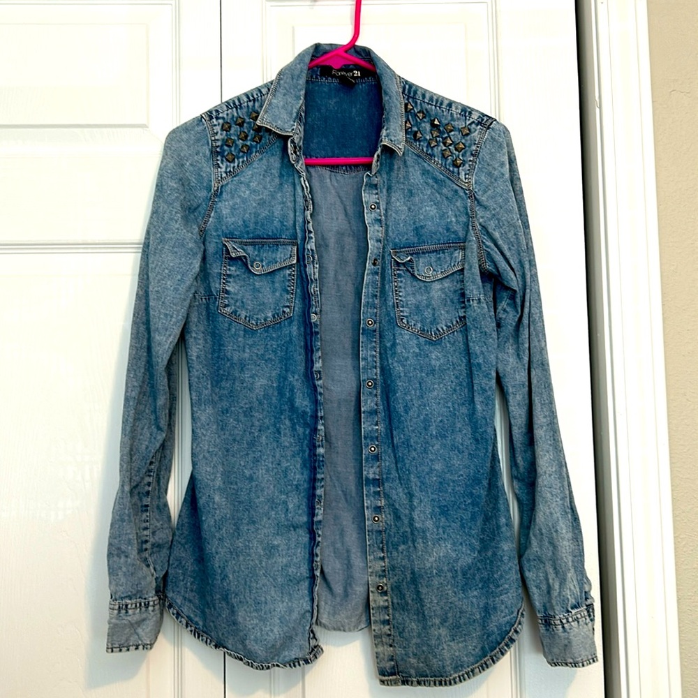 Long sleeve Studded Denim Shirt